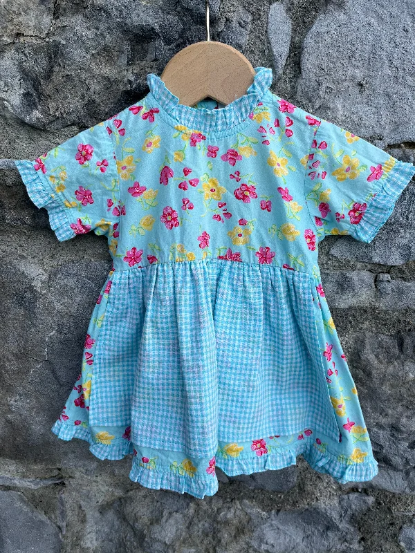 90s Blue floral dress  9m (74cm)