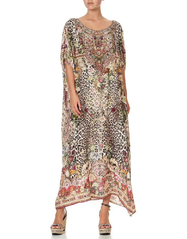 Round Neck Crystal Embellished Silk Kaftan Anarchy at Annabels