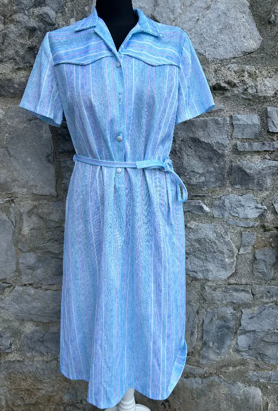 80s light blue stripy dress uk 12