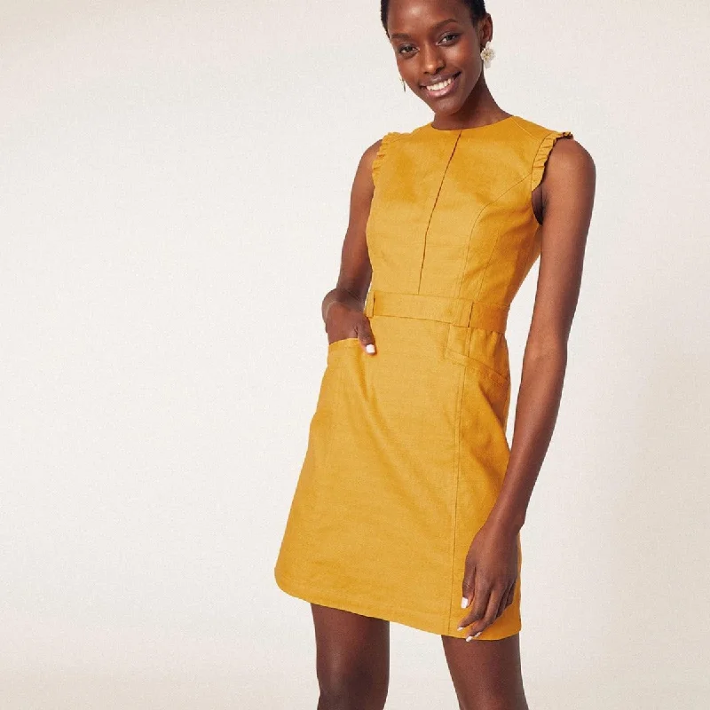 Mustard linen dress uk 10