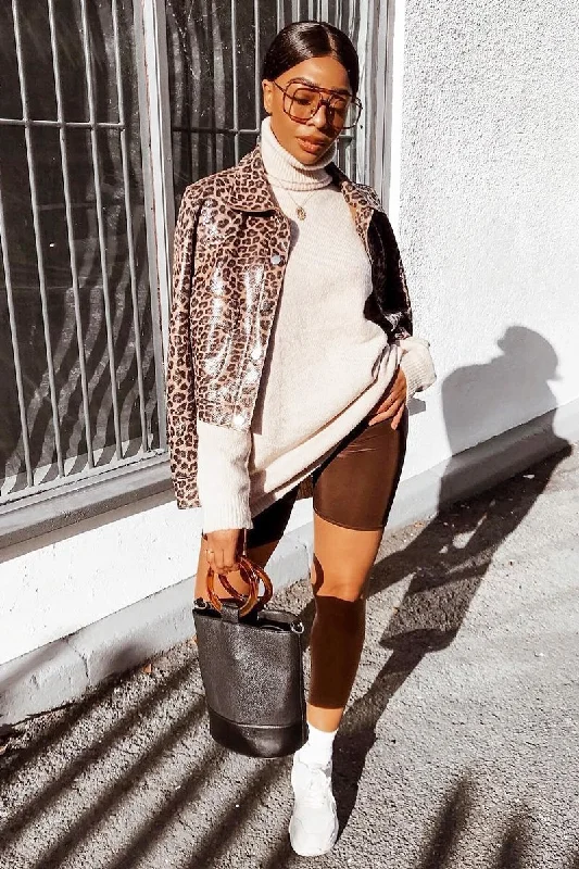 Leopard Print Coated Trucker Jacket - Nikole