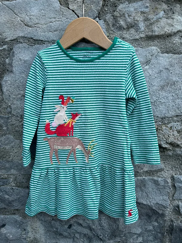 Animals pyramid green stripy dress 18-24m (86-92cm)