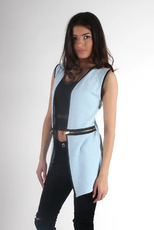 Leia Blue Zip Waistcoat