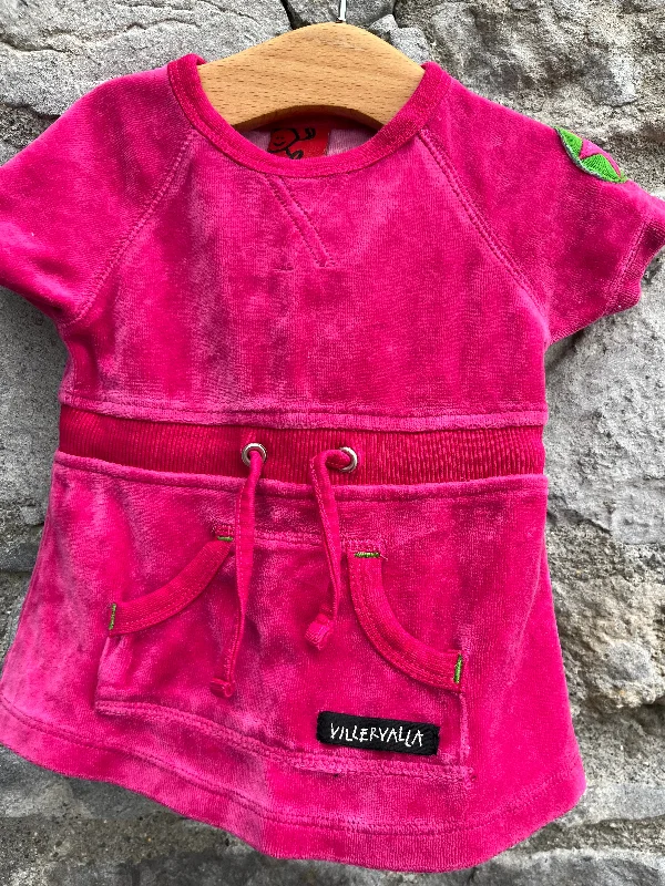 Pink velour dress   0-3m (56-62cm)