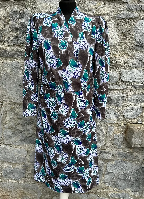 80s Charcoal&teal dress uk 12