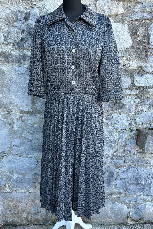 80s grey patterned dress uk 12