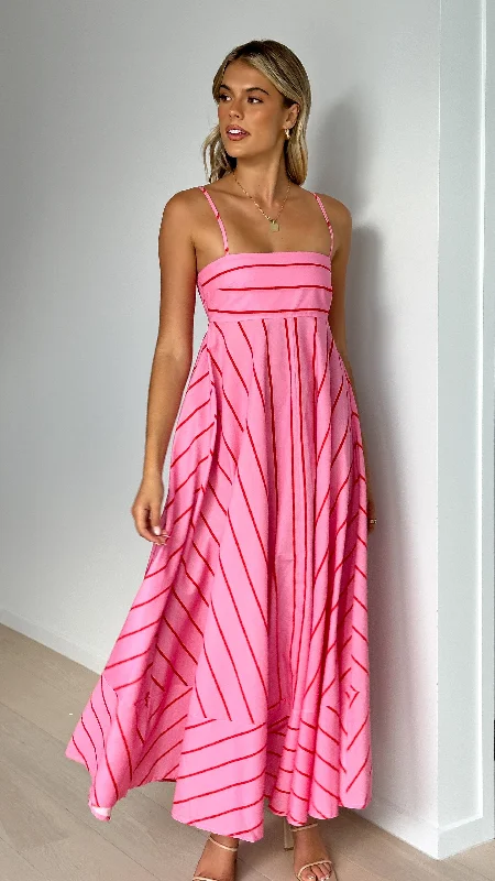 Kaethe Maxi Dress - Pink / Red Stripe