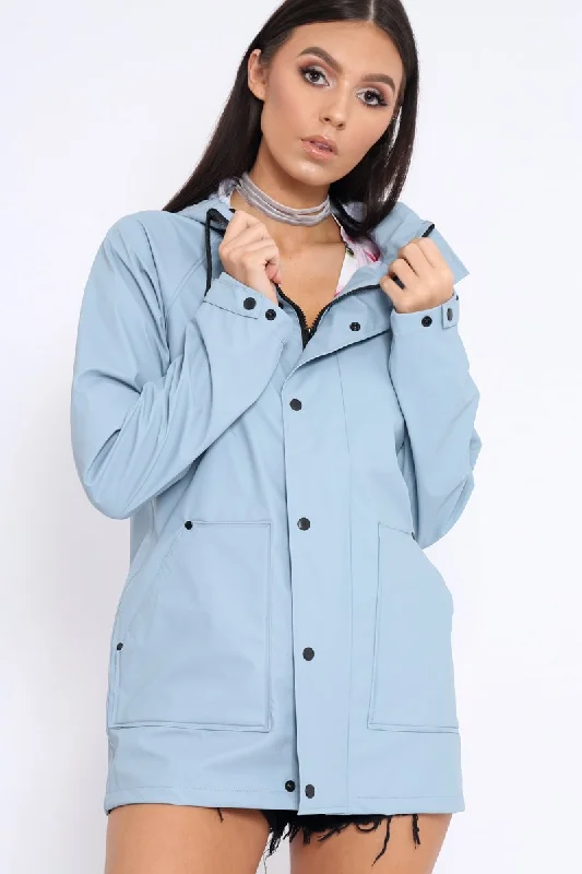 Light Blue Hooded Rain Jacket - Fox