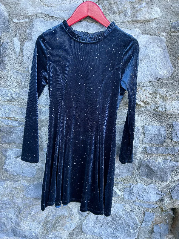 Sparkly navy velvet dress   8-9y (128-134cm)