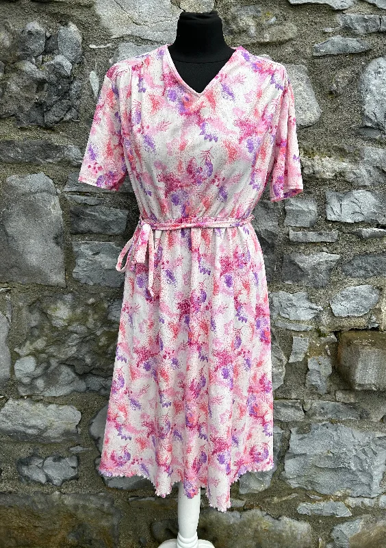 70s pink floral dress uk 10-12