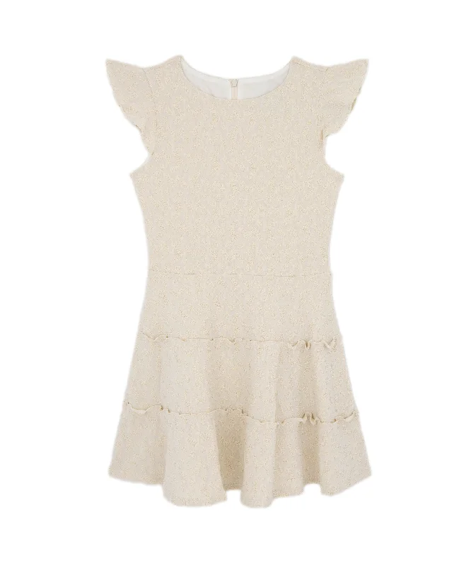 By Debra Girls Sara Ivory/Gold 3 Tier Dress