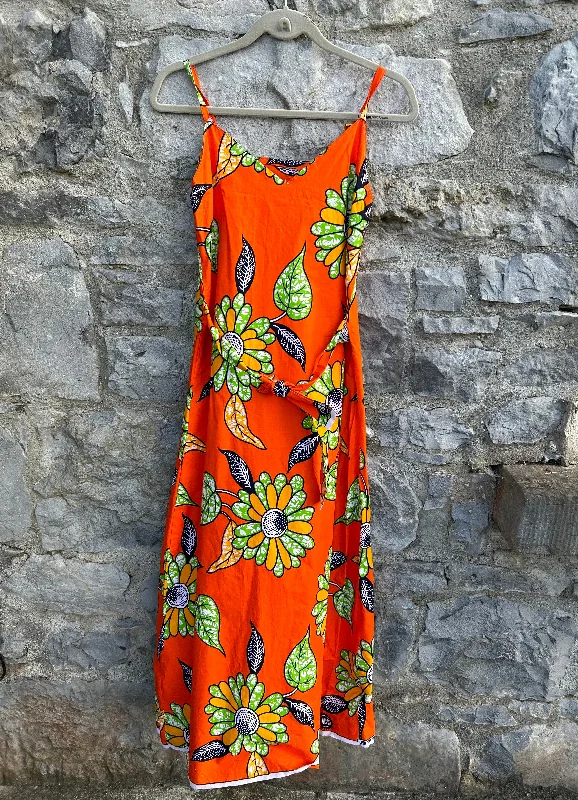 Handmade orange floral dress 11-12y (146-152cm)