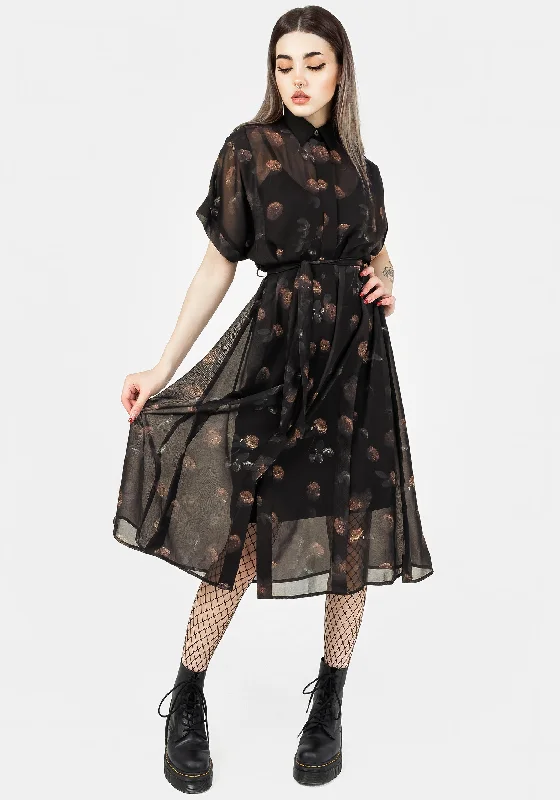 Monica Floral Chiffon Midi Shirt Dress