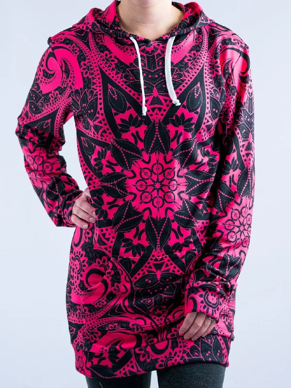 Electro Pink Mandala Hooded Dress