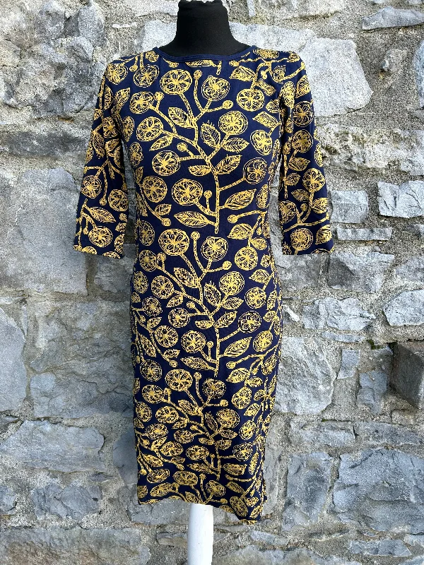 Mustard flowers navy dress uk 10