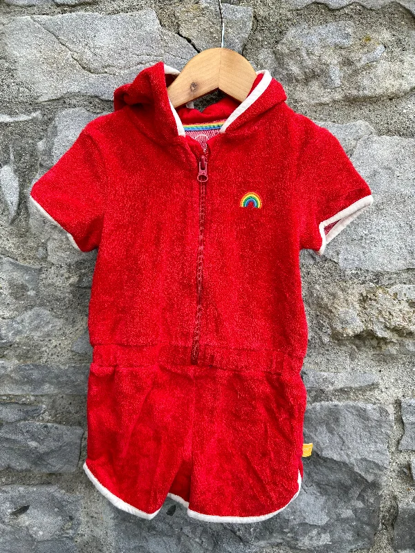 Red Terry shirt jumpsuit   18-24m (86-92cm)