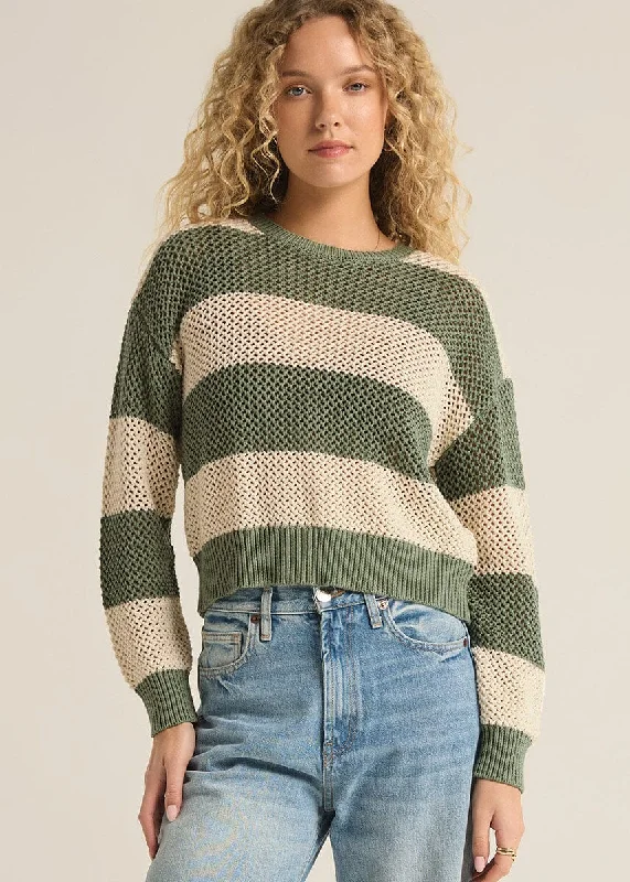 Broadbeach Stripe Sweater - Palm Green