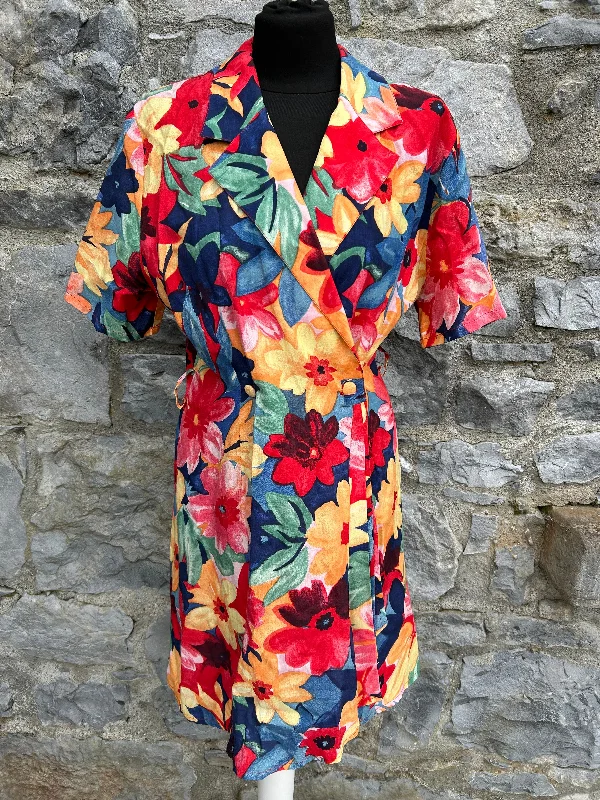 80s colourful flowers dress  uk 10-12