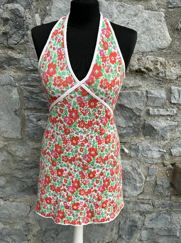 Red floral halter dress uk 6-8