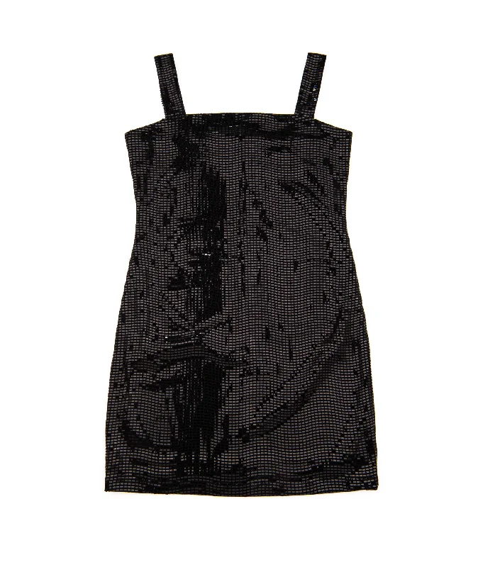 By Debra Girls Cara Black Soft Sequin Straight Strap Dress