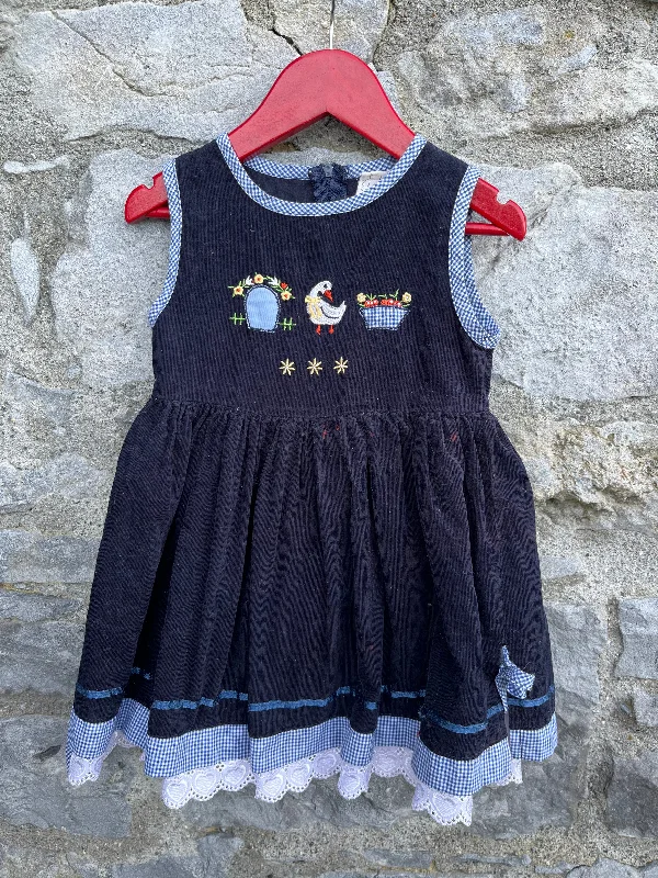 90s duck navy cord dress   2-3y (92-98cm)