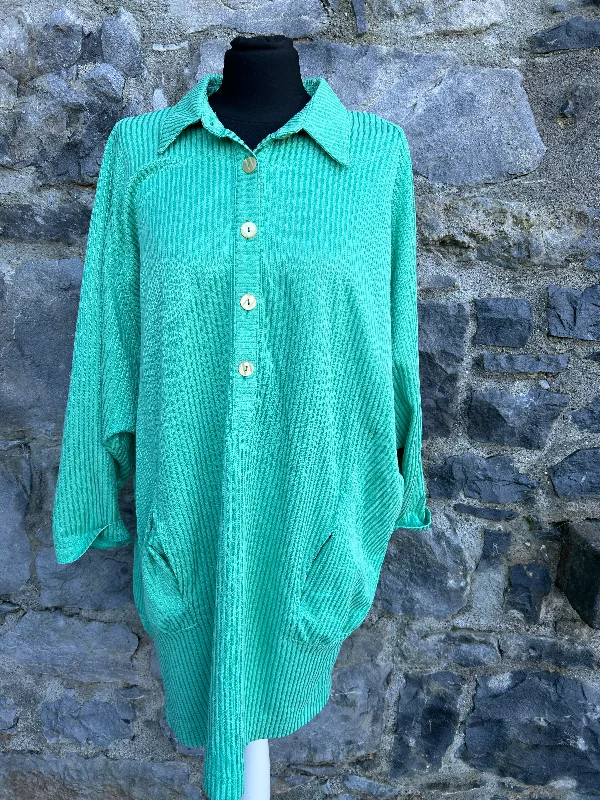 80s green stripy tunic uk 16-18