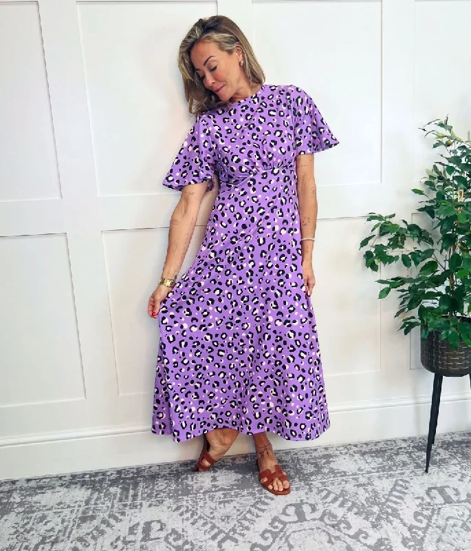 Purple Leopard Print Kate Midi Dress