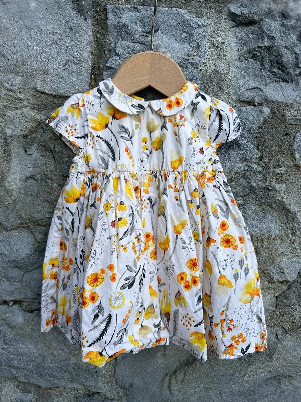 Yellow&orange flowers dress  3-6m (62-68cm)