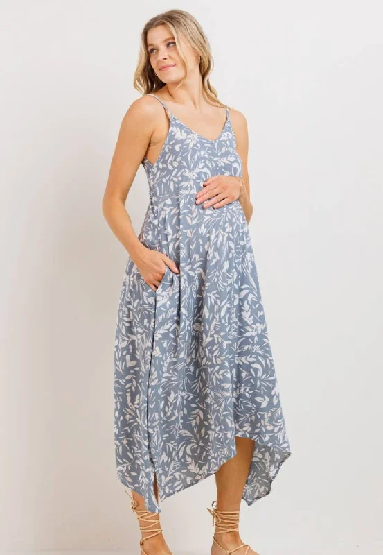 Floral Printed Uneven Hem Maternity Dress