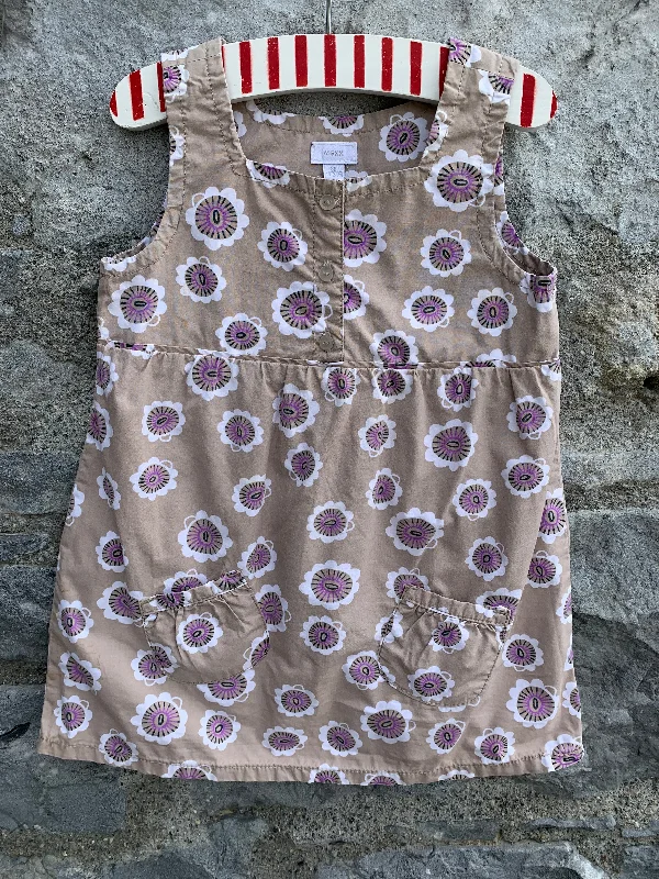 Beige floral pinafore  18-24m (86-92cm)