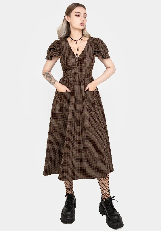 Sweetspire Check Button Up Midi Dress