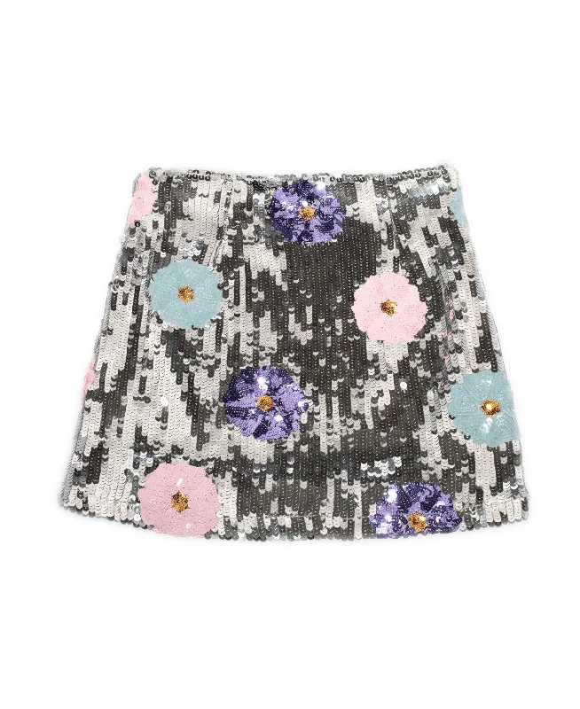 8apart Women Dahlia Floral Sequin Mini Skirt