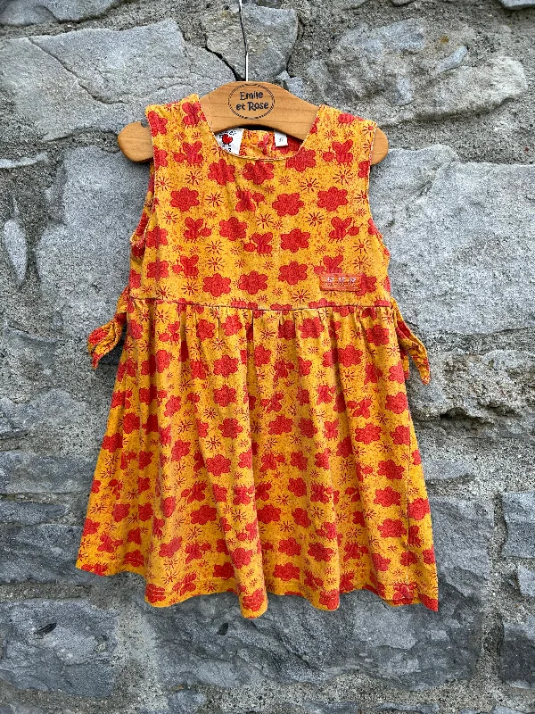 90s floral orange dress  18-24m (86-92cm)