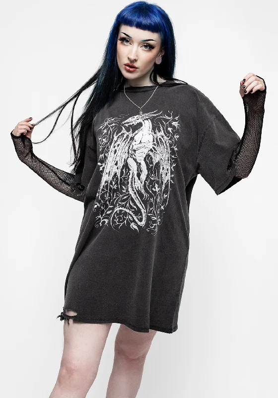 Kilgharrah Unisex Distressed Acid Washed Tee Dress