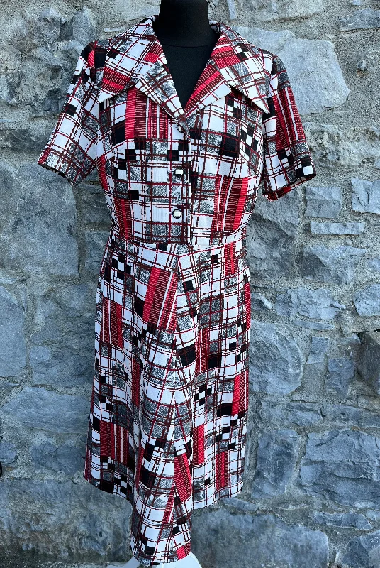 80s geometric pattern dress uk 10-12