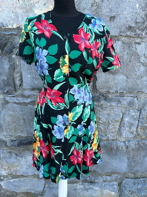 80s colourful flowers dress uk 8-10