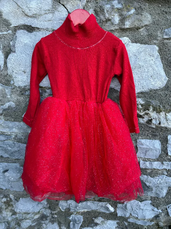 Sparkly red tulle dress  2-3y (92-98cm)