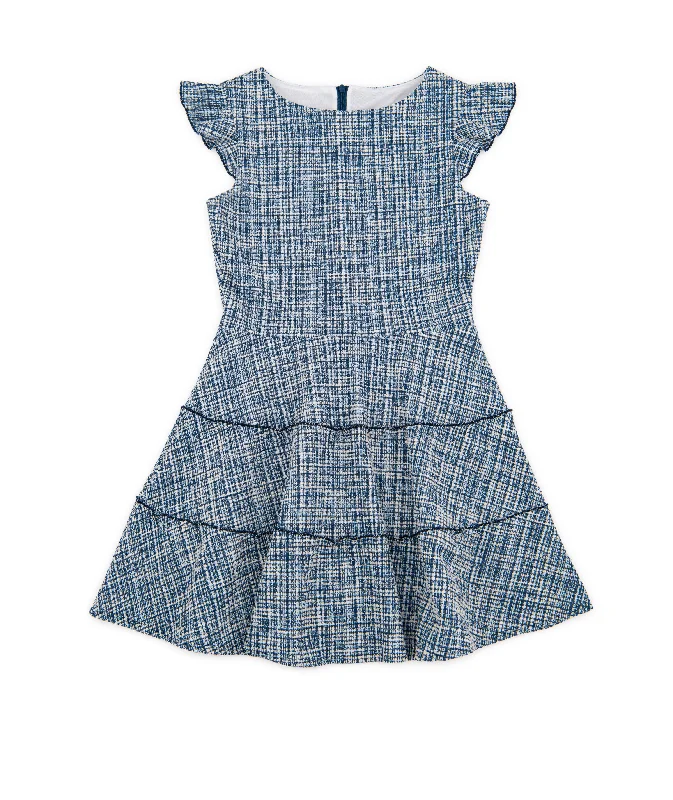 By Debra Girls Sara Navy Plaid 3 Tier Dress