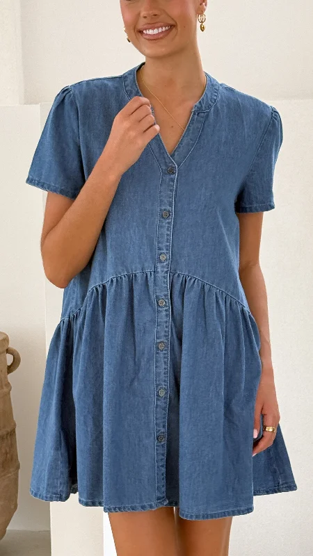 Juliani Mini Dress - Blue Denim