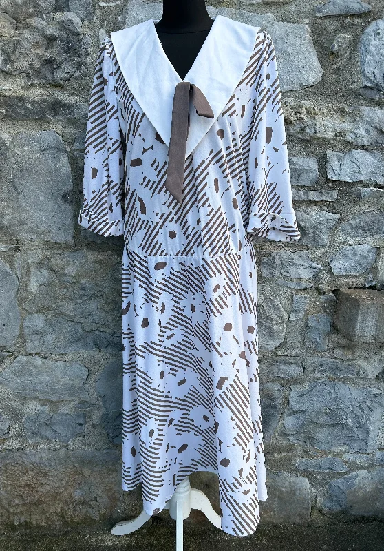 80s brown floral dress uk 12-14