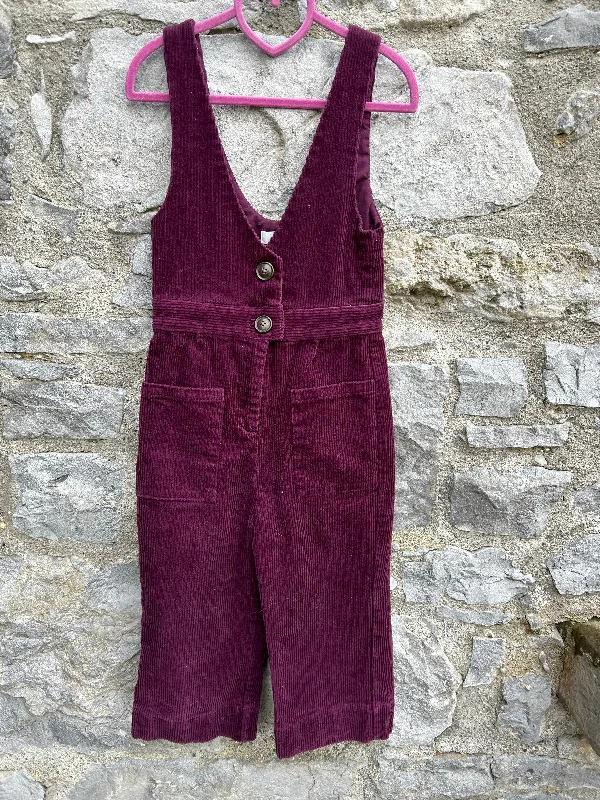 Maroon cord dungarees  7-8y (122-128cm)