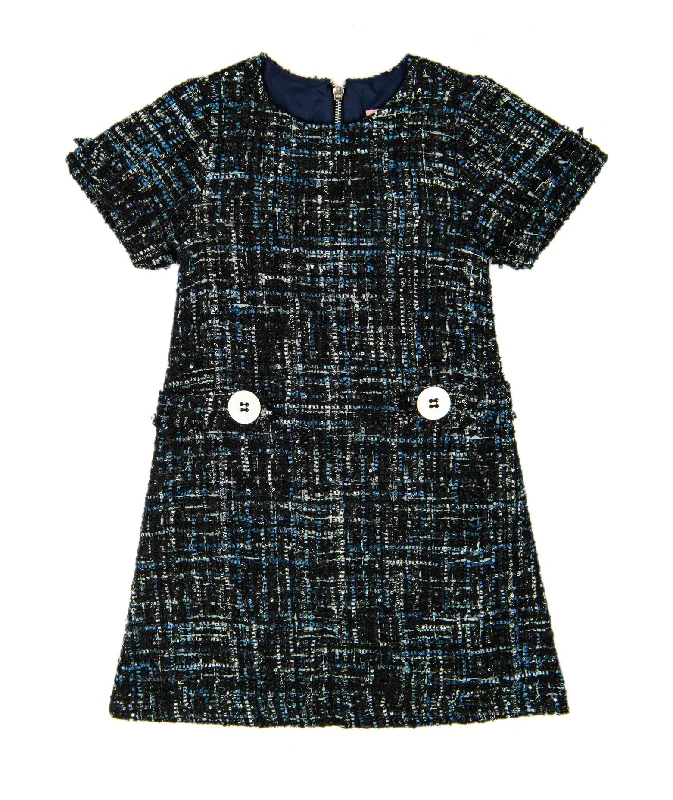 Zoe Ltd. Girls Audrey Navy Tweed Dress