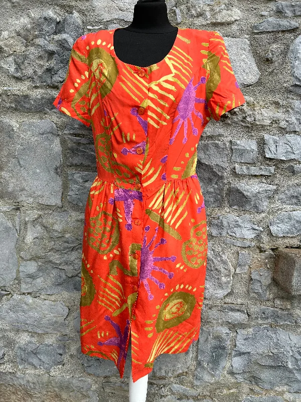 80s abstract orange dress uk 8-10