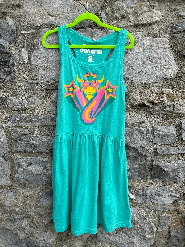 Freja aqua green summer dress  9-10y (134-140cm)