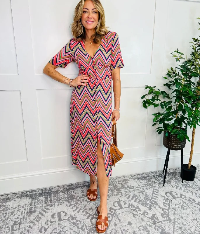 Chevron Alexa Midi Dress