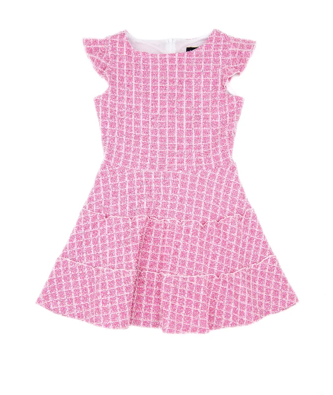 By Debra Girls Sara Hot Pink Boucle 3 Tier Dress