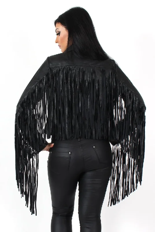 Minnie Black Tassel PU Jacket