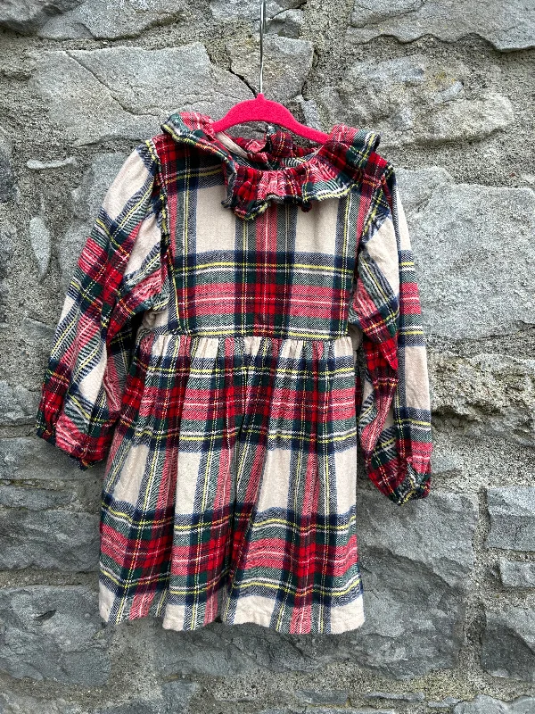 Red&ivory check flannel dress 2-3y (92-98cm)