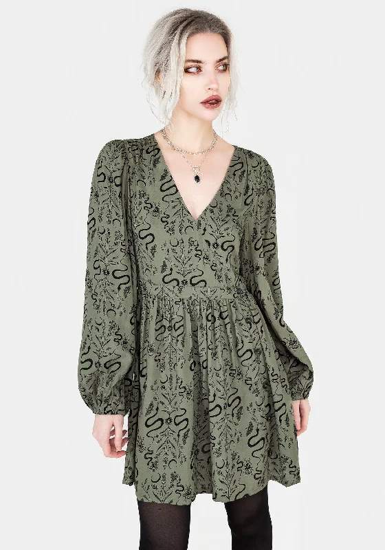 Dominion Snake Print V-Neck Mini Dress