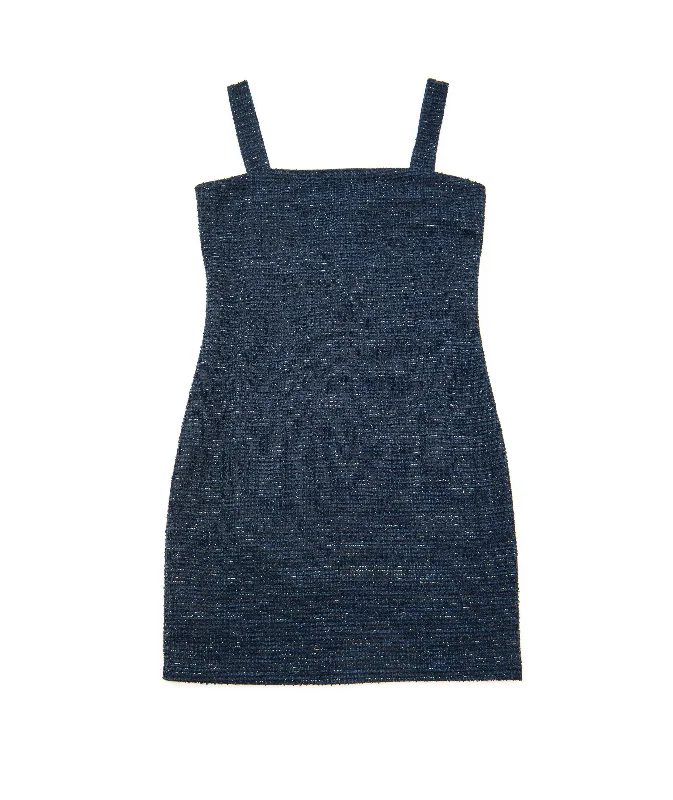 By Debra Girls Cara Navy Boucle Straight Strap Dress